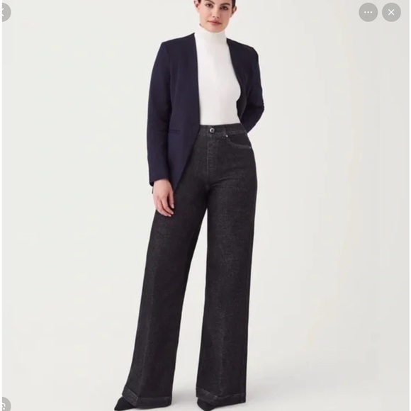 SPANX Wide Leg Denim Jeans Pants Black Charcoal Size Large NWTS - Picture 2 of 9